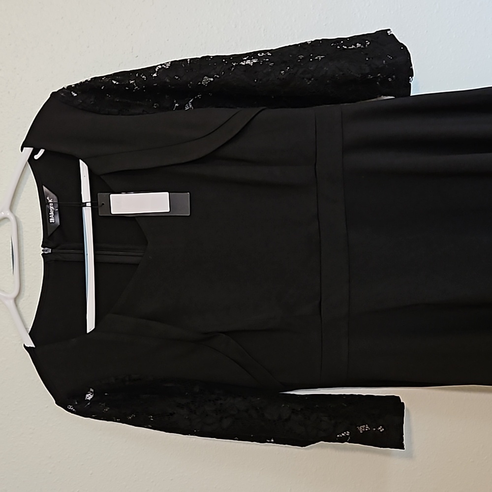 Allegra K 3/4 lace sleeve high waist midi cocktail dress. SZ.L NWT - Picture 3 of 7